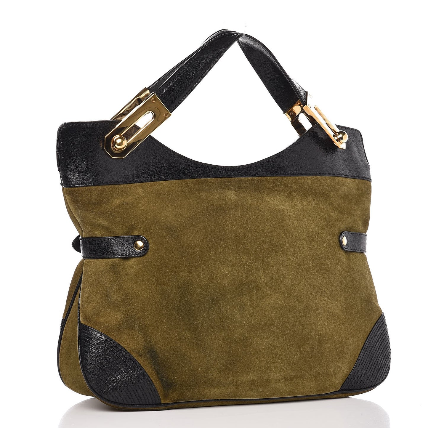 Suede Tote Bag Olive Black