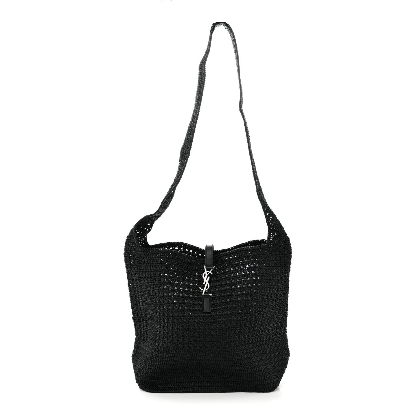 Raffia Monogram Le 5 A 7 Medium Tote Black