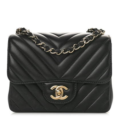 Chanel Lambskin Chevron Quilted Mini Square Flap Black 1 of 11