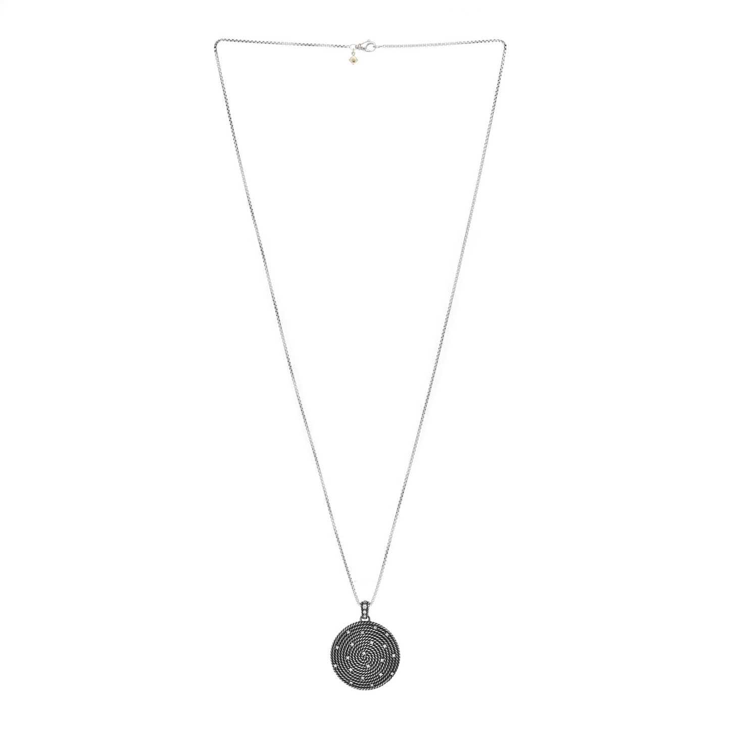 Sterling Silver Diamond Large Cable Coil Pendant Necklace