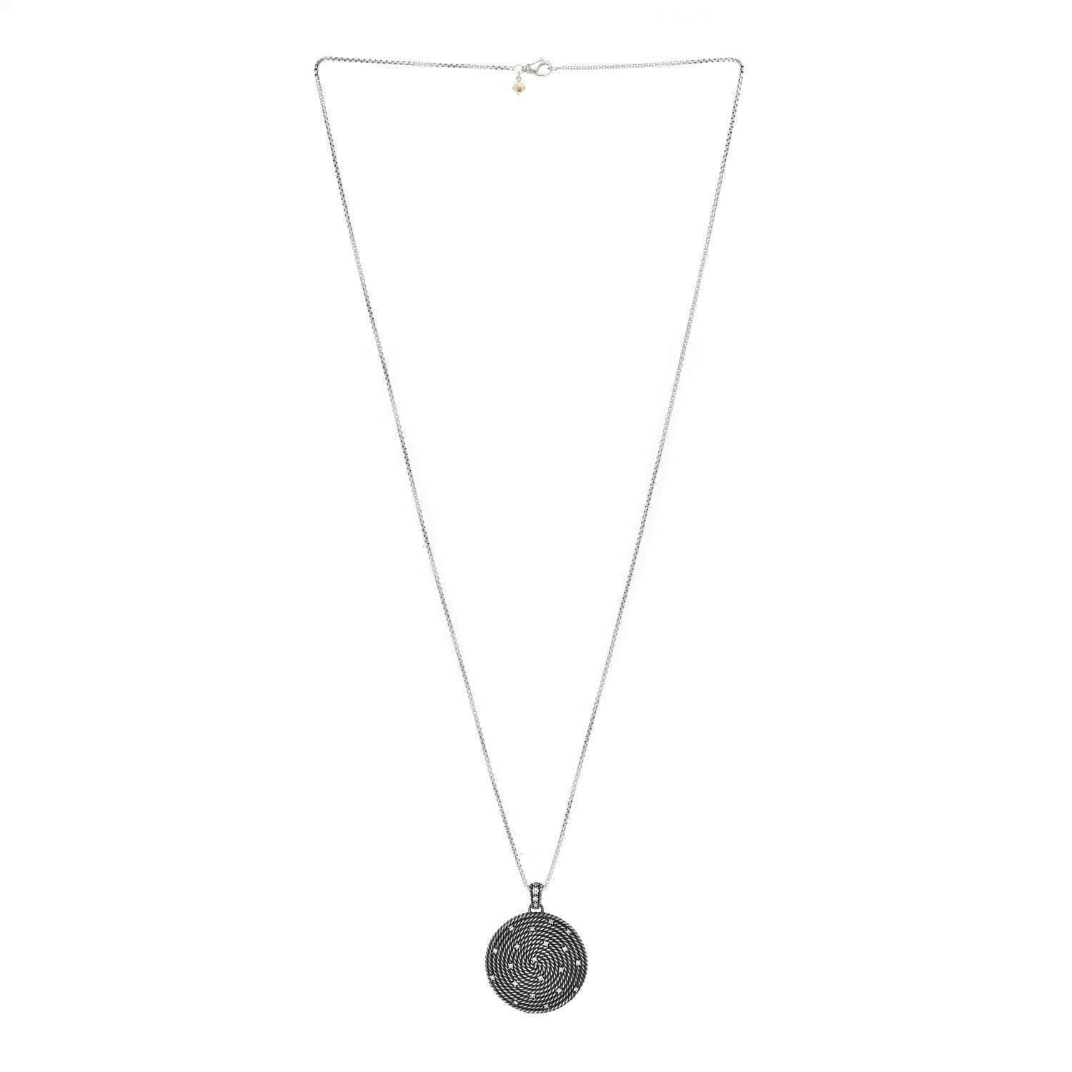 David Yurman Sterling Silver Diamond Large Cable Coil Pendant Necklace 2 of 3