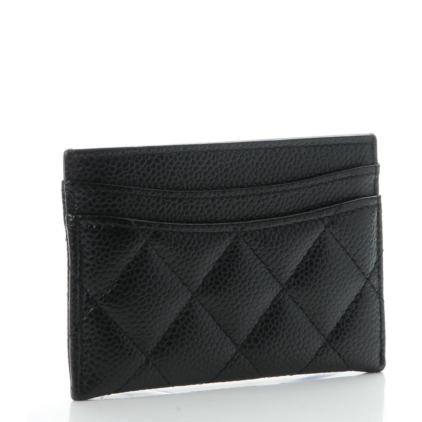 Caviar Quilted Card Holder Black