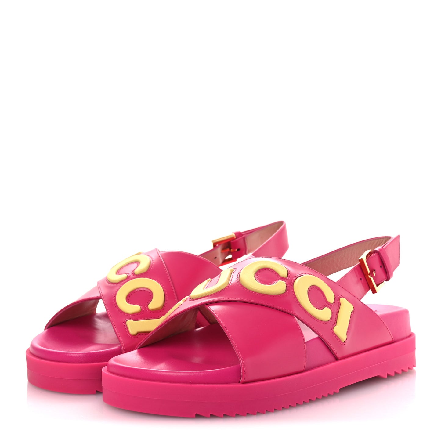 Calfskin Elizabeth Nappa Charlotte Logo Slingback Sandals 36 Fancy Fuchsia