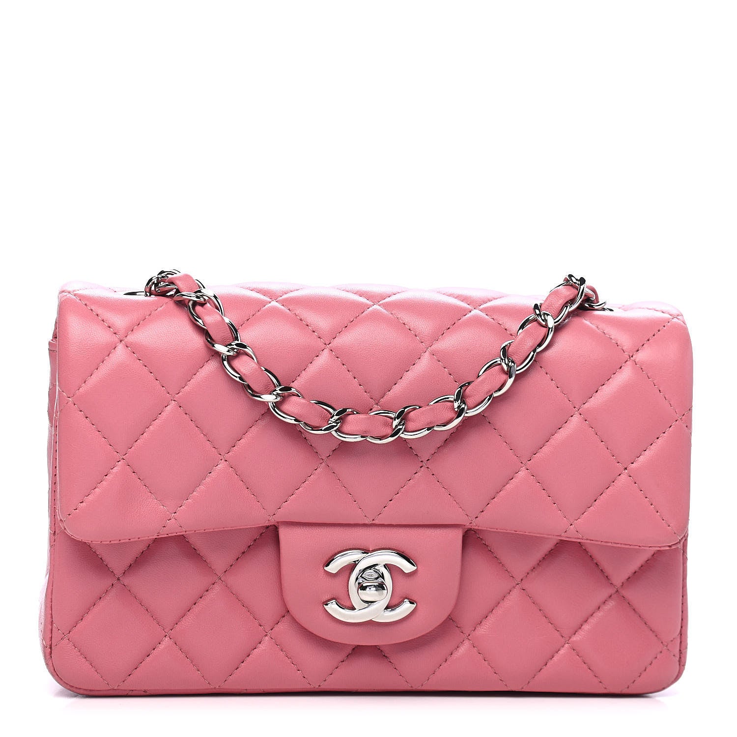 Chanel Lambskin Quilted Mini Rectangular Flap Pink 1 of 9