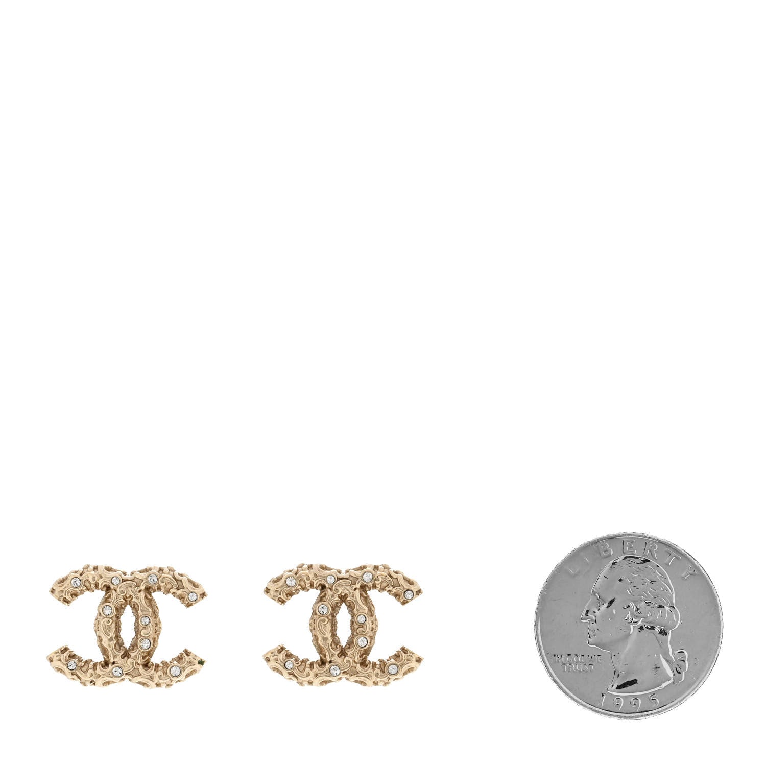Chanel Crystal CC Earrings Light Gold 2 of 5