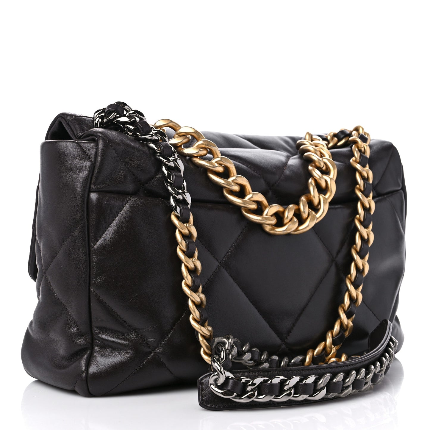Lambskin Quilted Large Chanel 19 Flap Dark Brown