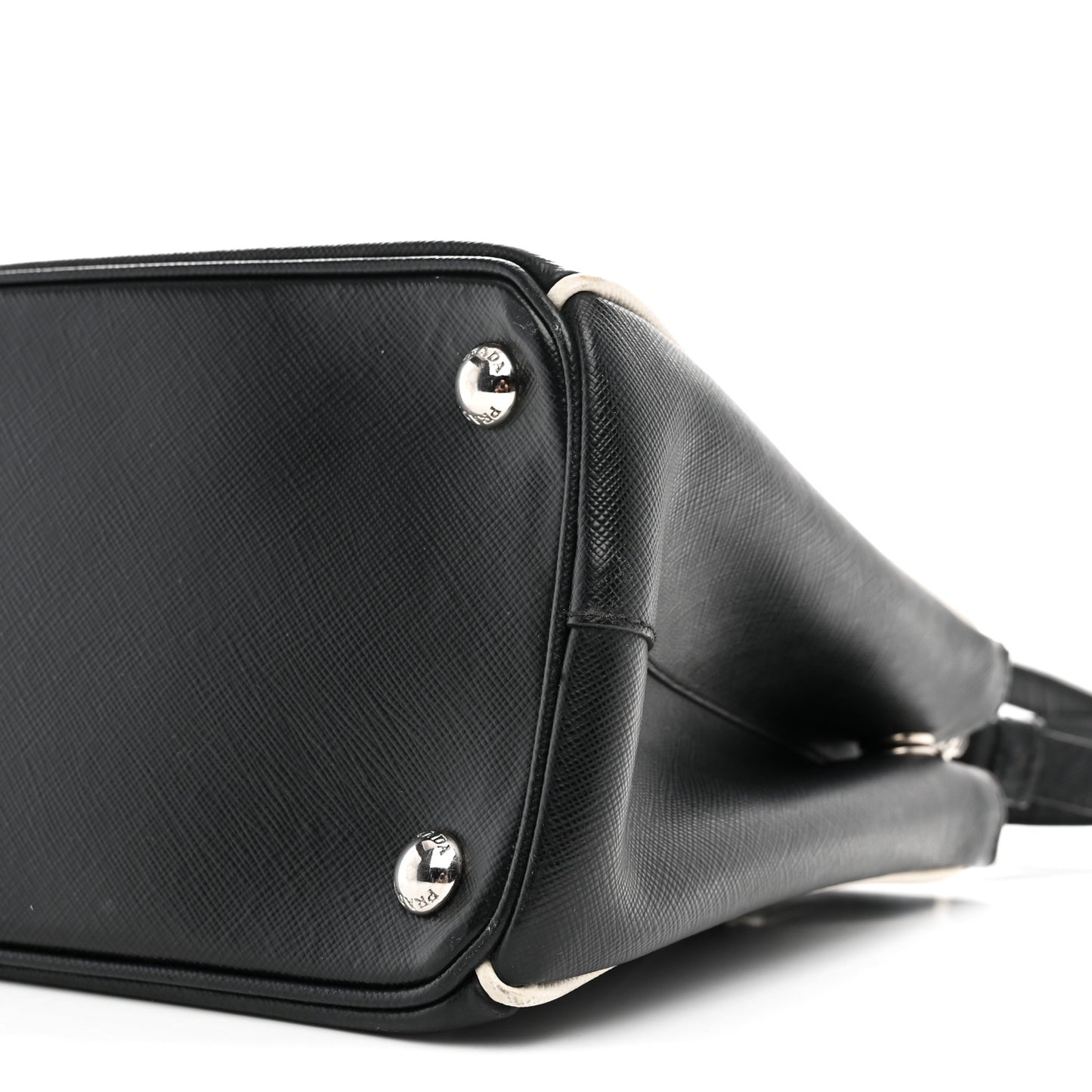Saffiano Small Galleria Double Zip Tote Black Talco