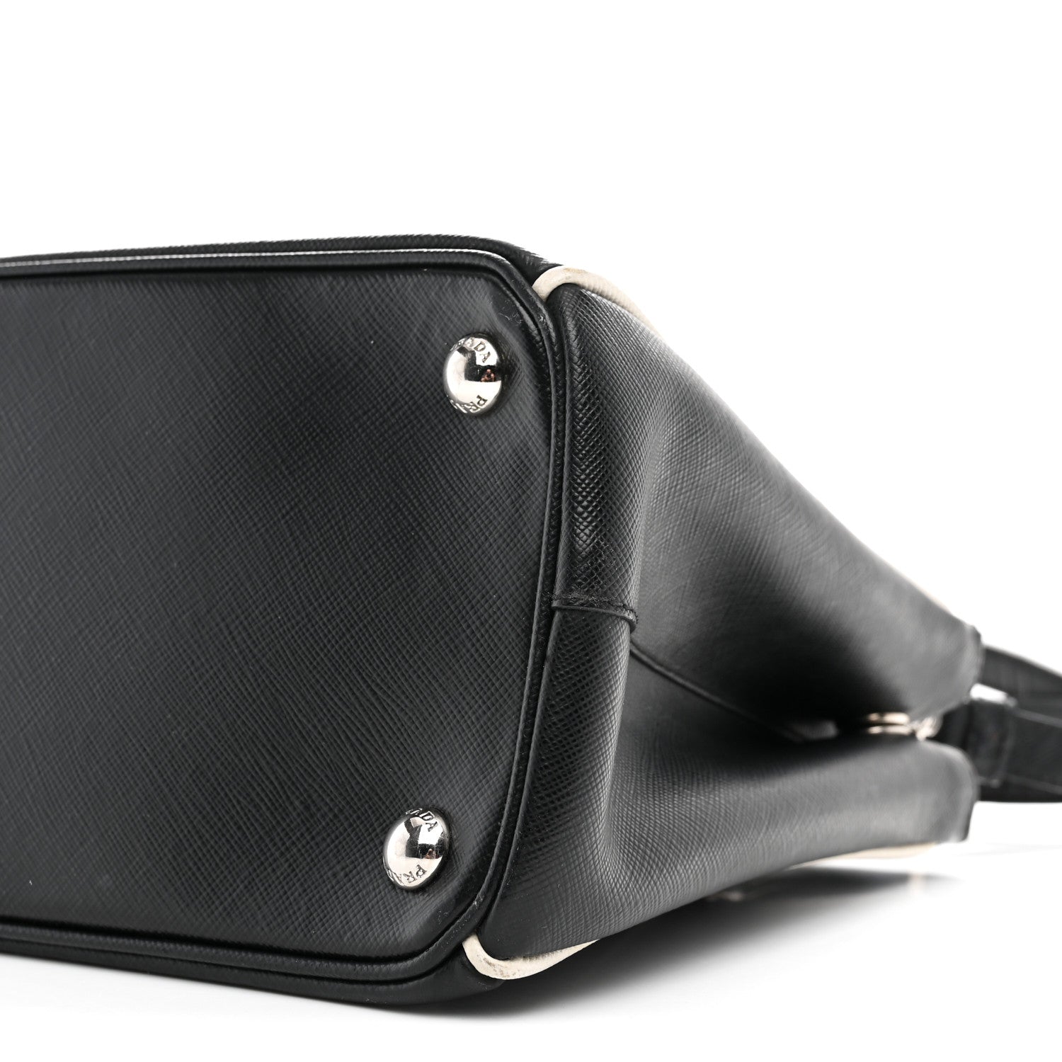 Prada Saffiano Small Galleria Double Zip Tote Black Talco 10 of 10