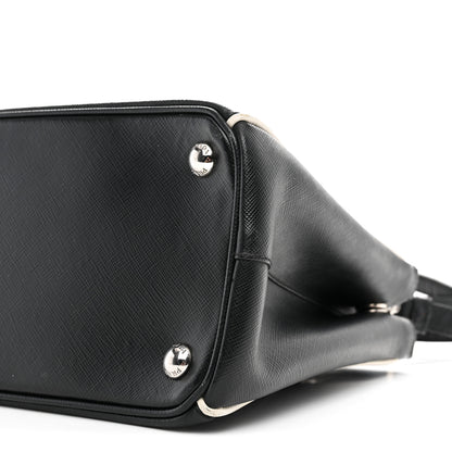 Prada Saffiano Small Galleria Double Zip Tote Black Talco 10 of 10