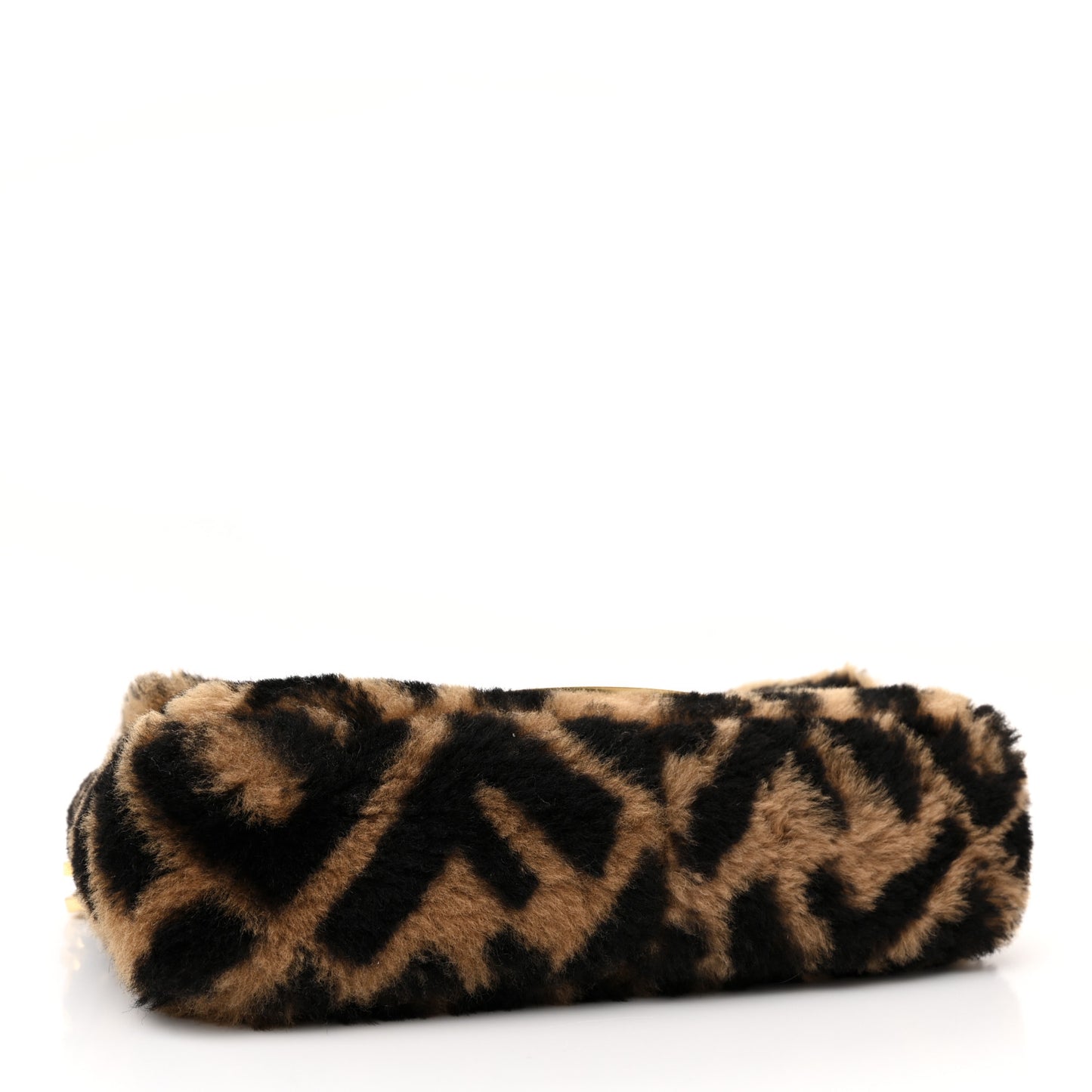 Shearling Vitello Dolce Macro FF 1974 Mini Baguette Tobacco Black