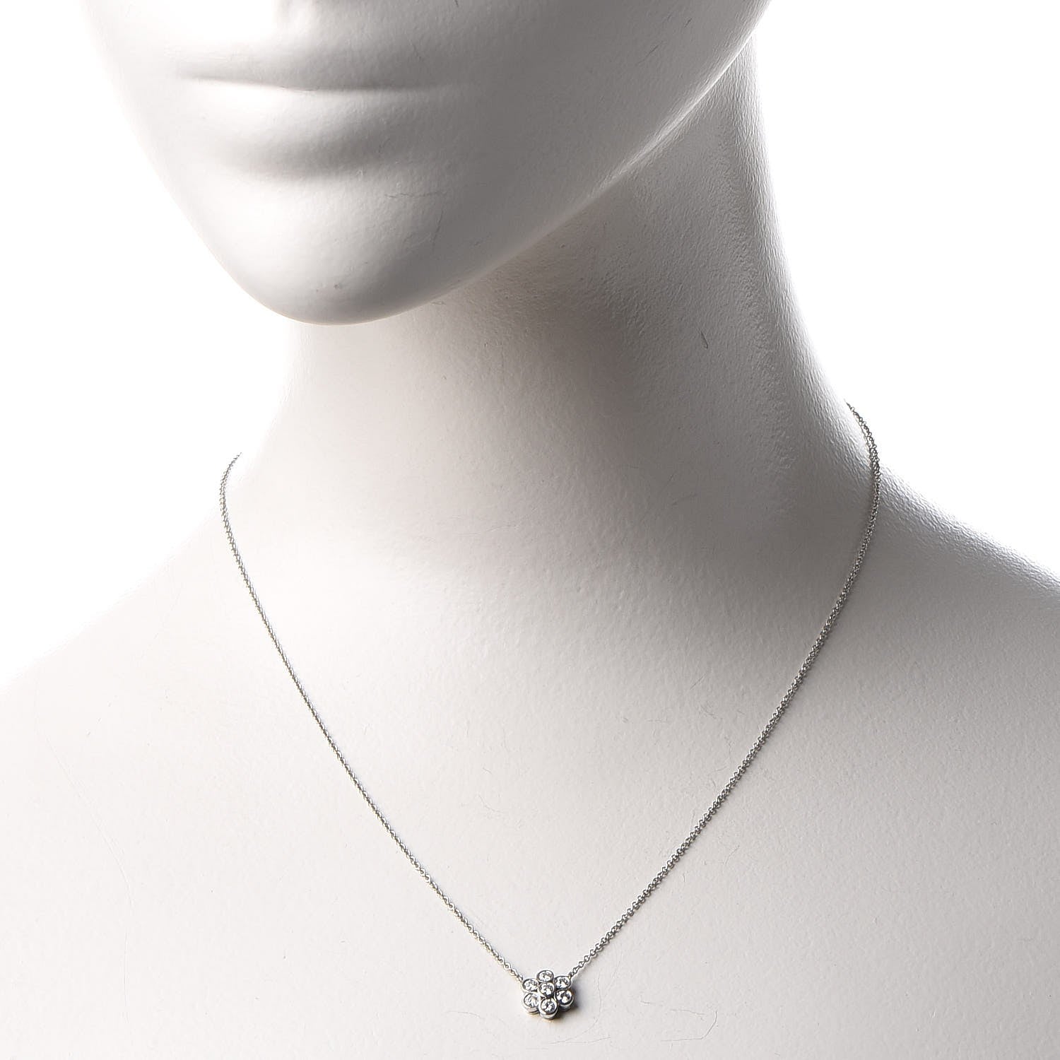 Tiffany Platinum Diamond Flower Necklace 2 of 6