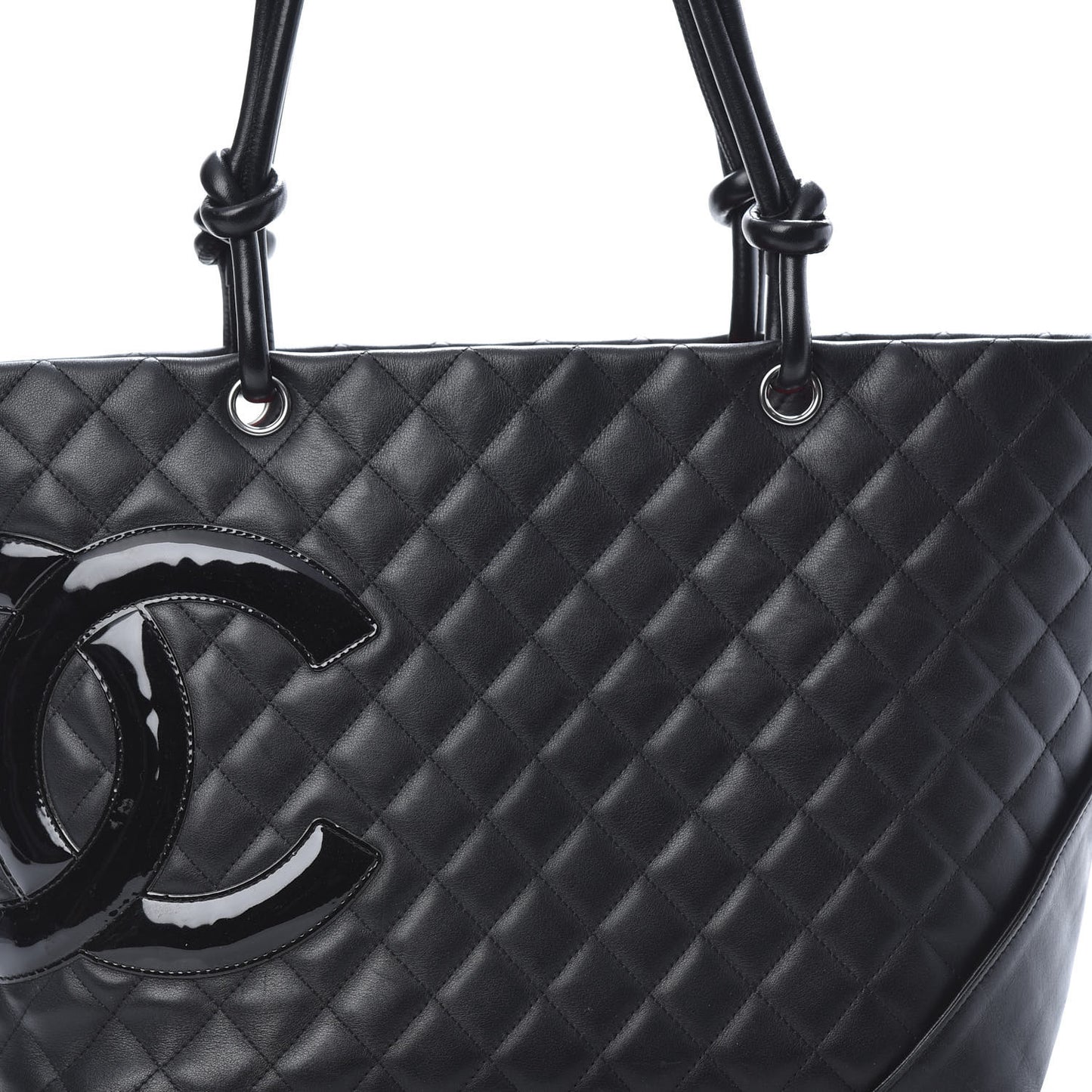 Calfskin Quilted Large Cambon Tote Black