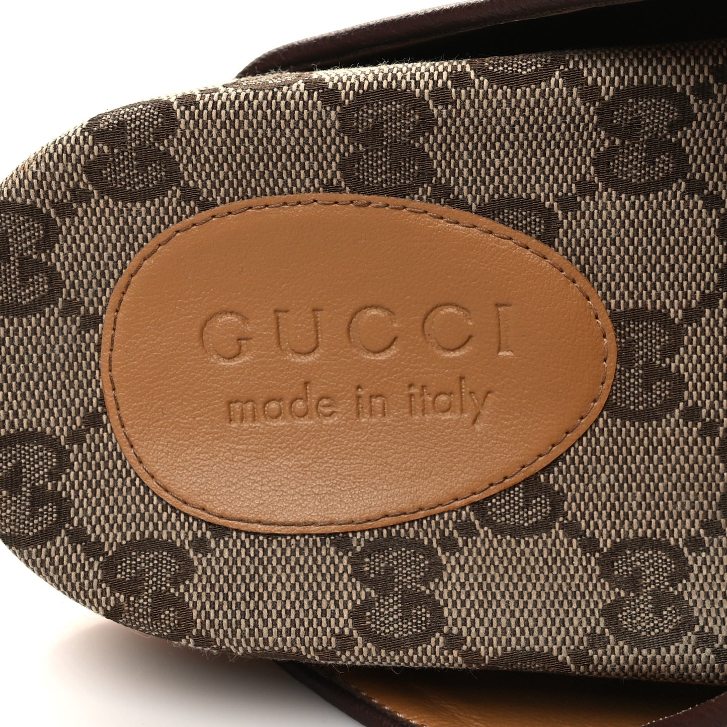 GG Monogram Lavaredo Eco Fabric Mens Slide Sandals With Straps 6 Beige Ebony Light Brown
