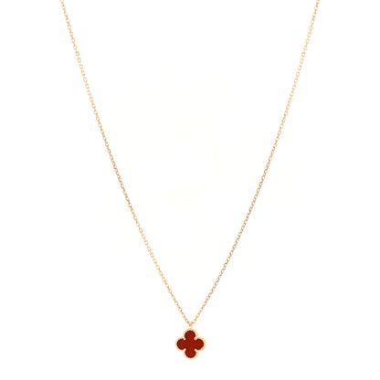 Van Cleef & Arpels 18K Rose Gold Carnelian Sweet Alhambra Pendant Necklace 1 of 6