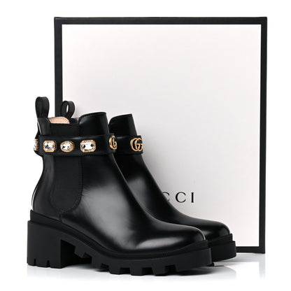 Gucci Calfskin Crystal GG Trip Chelsea Ankle Boots 39 Black 13 of 13