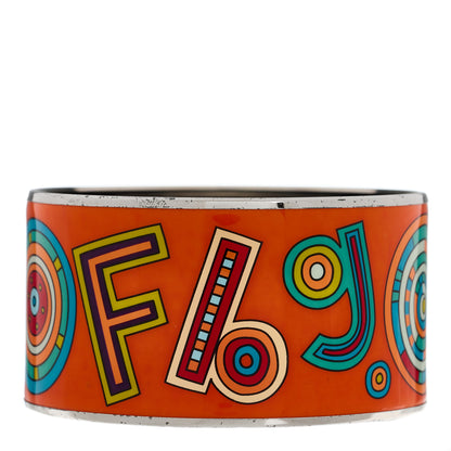 Hermes Enamel Printed Tohu Bohu Extra Wide Bracelet 70 Orange 2 of 4