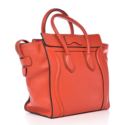 Celine Drummed Calfskin Mini Luggage Coquelicot 3 of 14