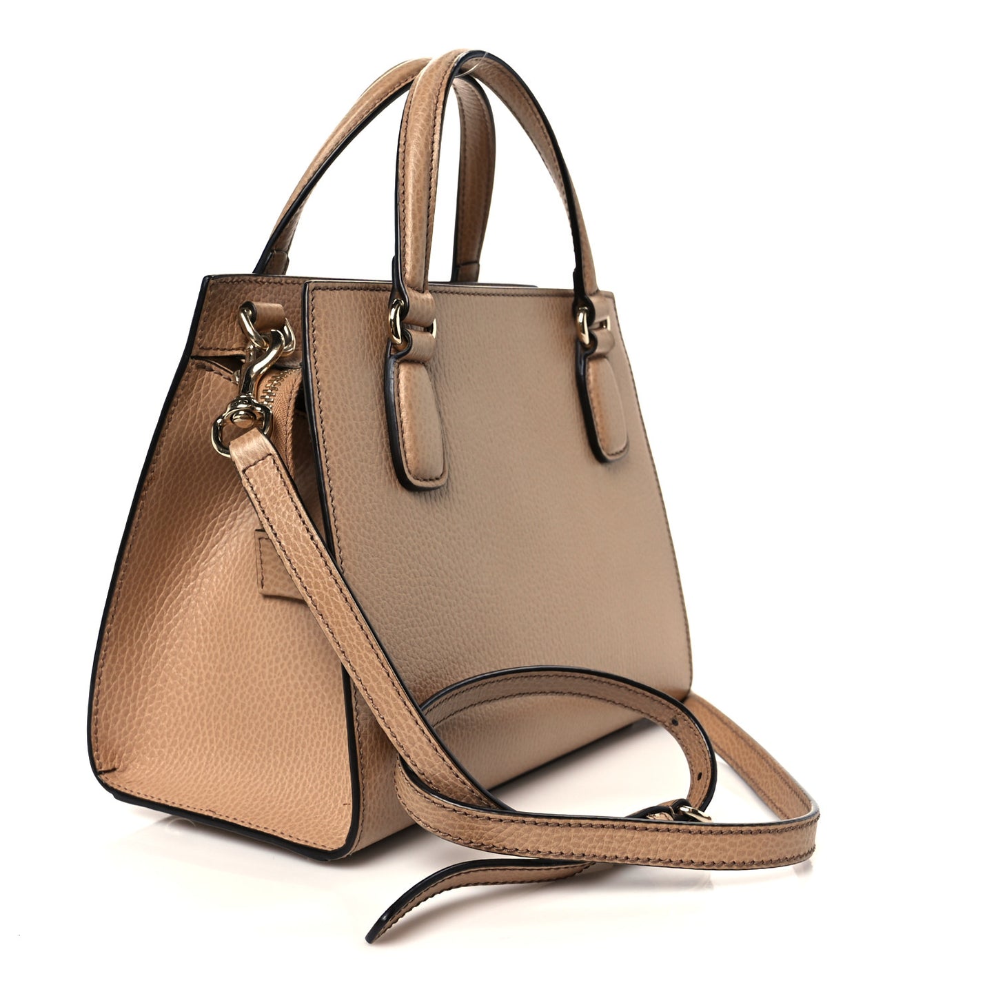 Dollar Calfskin Medium Soho Top Handle Satchel Camelia