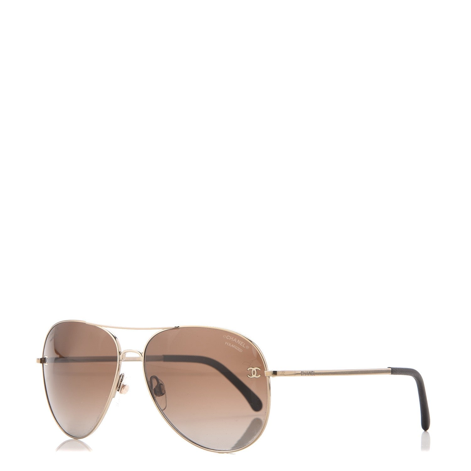 Chanel Polarized CC Aviator Sunglasses 4189-T-Q Pale Gold 1 of 8