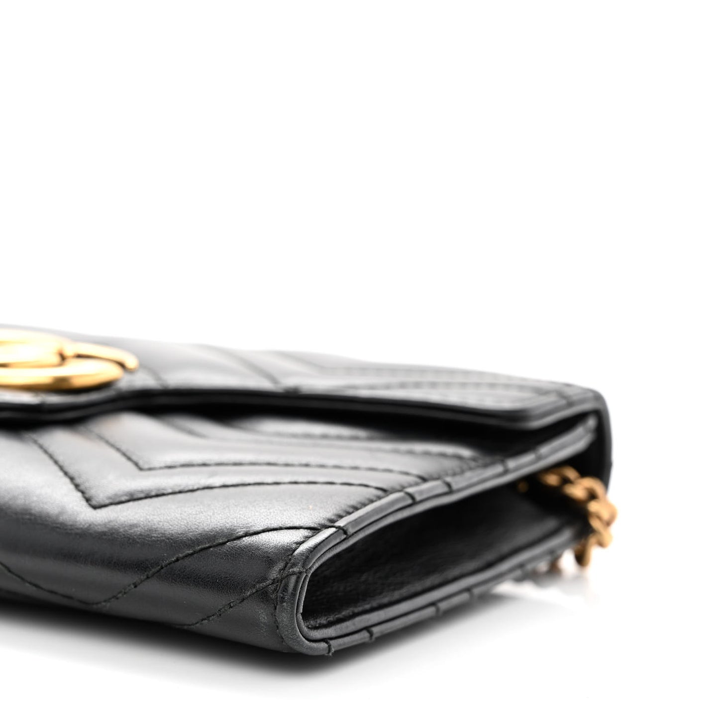 Calfskin Matelasse Mini GG Marmont Chain Wallet Black