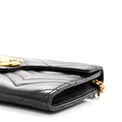 Gucci Calfskin Matelasse Mini GG Marmont Chain Wallet Black 10 of 11