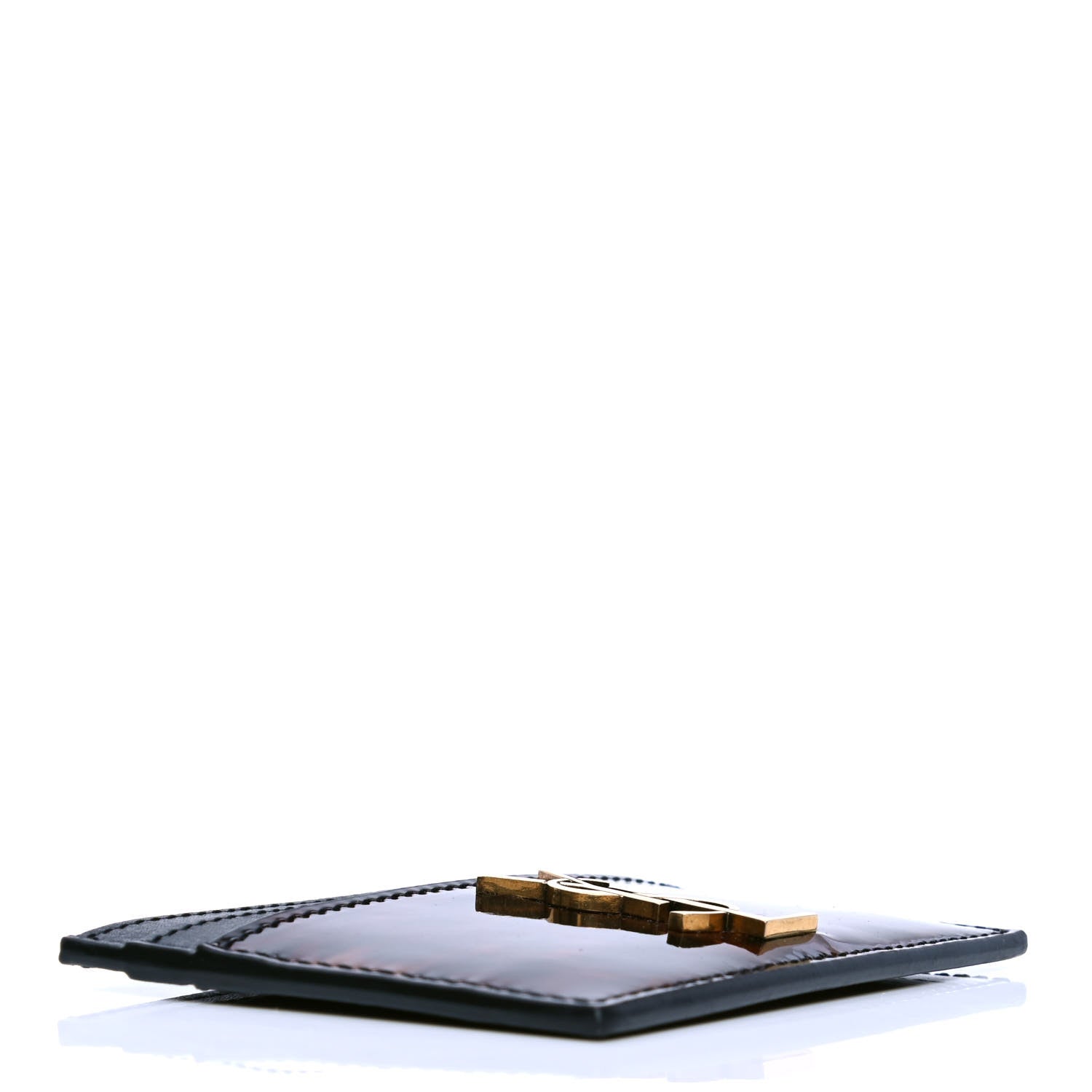 Saint Laurent Patent Monogram Credit Card Case Tortoiseshell 3 of 4