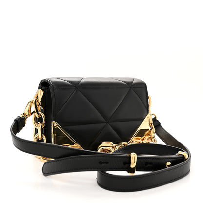 Prada Nappa Triangle Quilted Metal Shoulder Bag Black 3 of 9