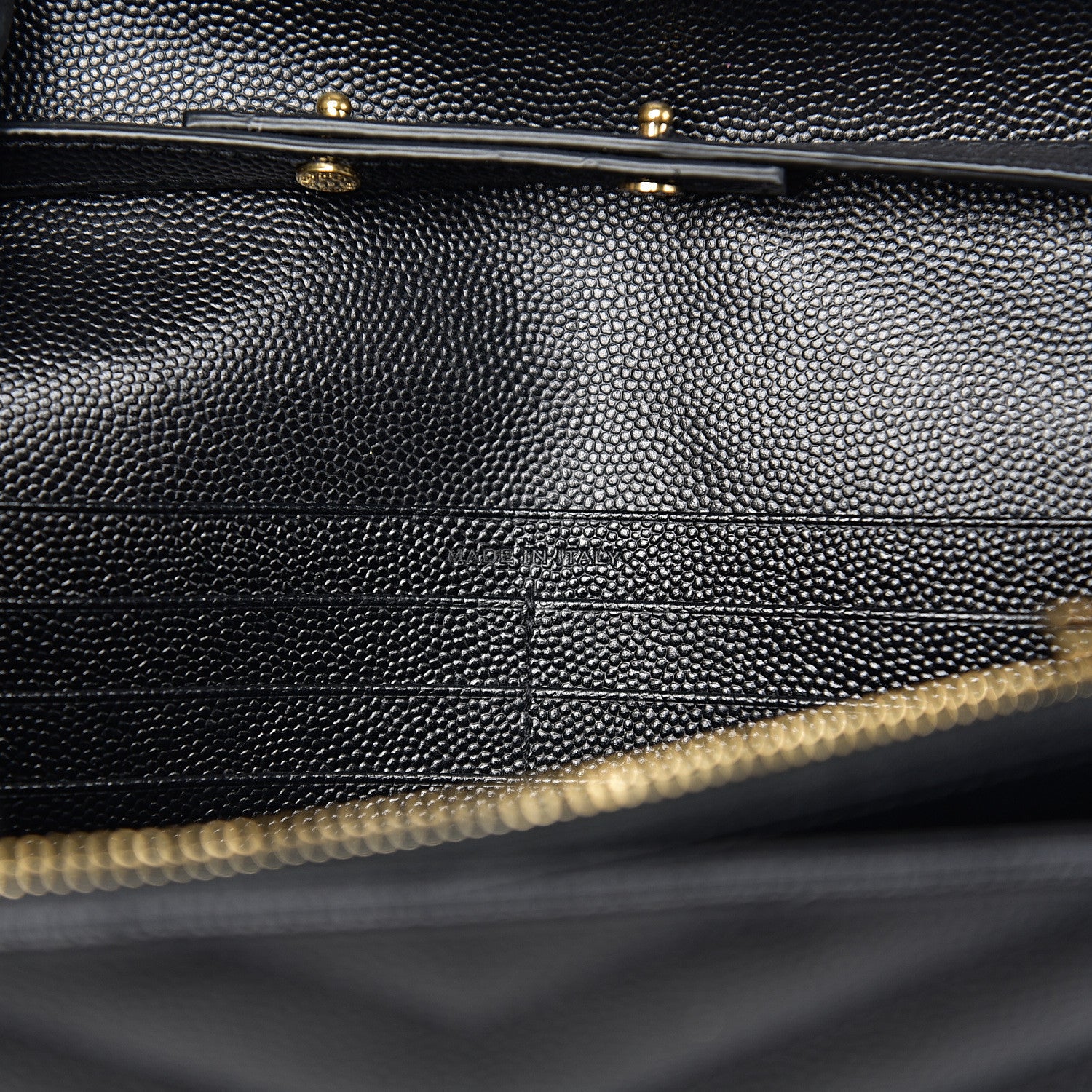 Saint Laurent Grain De Poudre Matelasse Chevron Monogram Chain Wallet Black 6 of 9