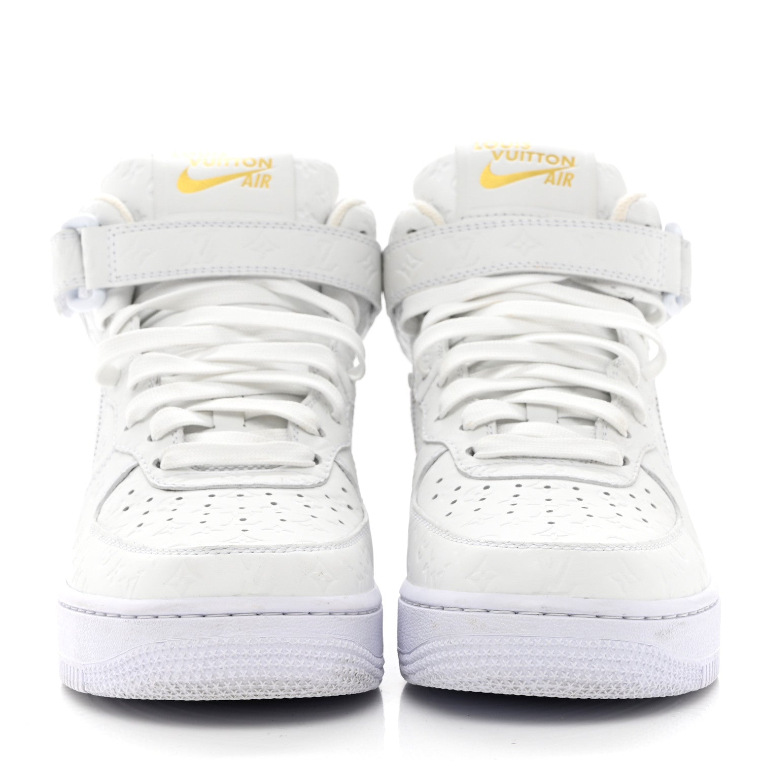 Louis Vuitton X NIKE AIR FORCE 1 Calfskin Monogram Mens Mid Sneakers 6 White 2 of 12