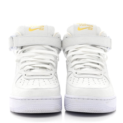 Louis Vuitton X NIKE AIR FORCE 1 Calfskin Monogram Mens Mid Sneakers 6 White 2 of 12