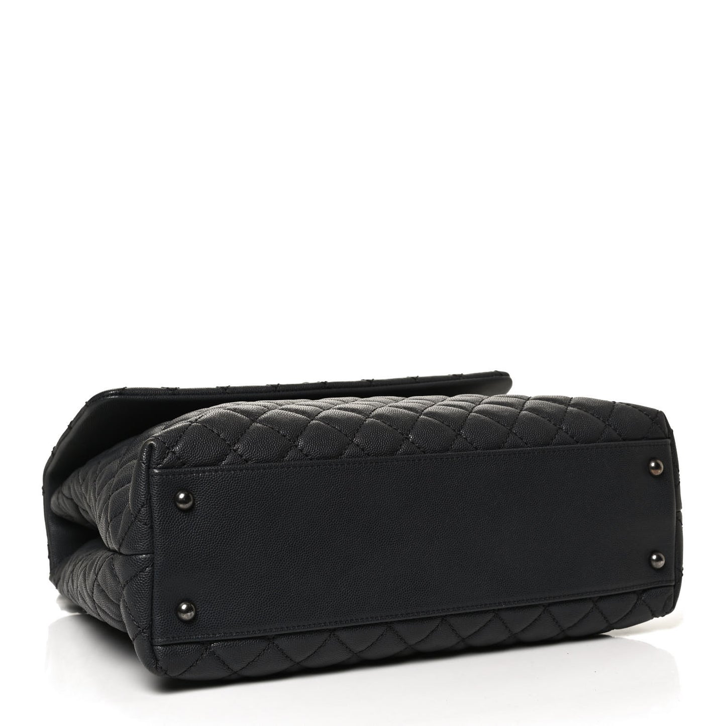 Caviar Lizard Quilted Large Coco Handle Flap Grey