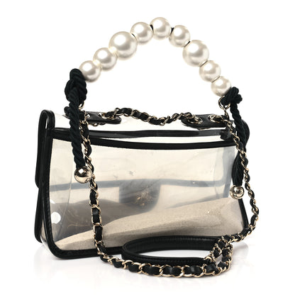 Chanel Lambskin PVC Sand By The Sea Flap With Pearl Strap Black 3 of 9