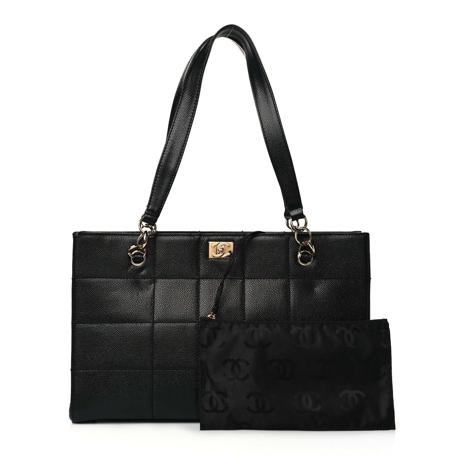 Chanel Caviar Chocolate Bar Quilted Shoulder Bag Black 1 of 11