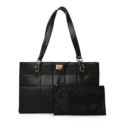 Chanel Caviar Chocolate Bar Quilted Shoulder Bag Black 1 of 11