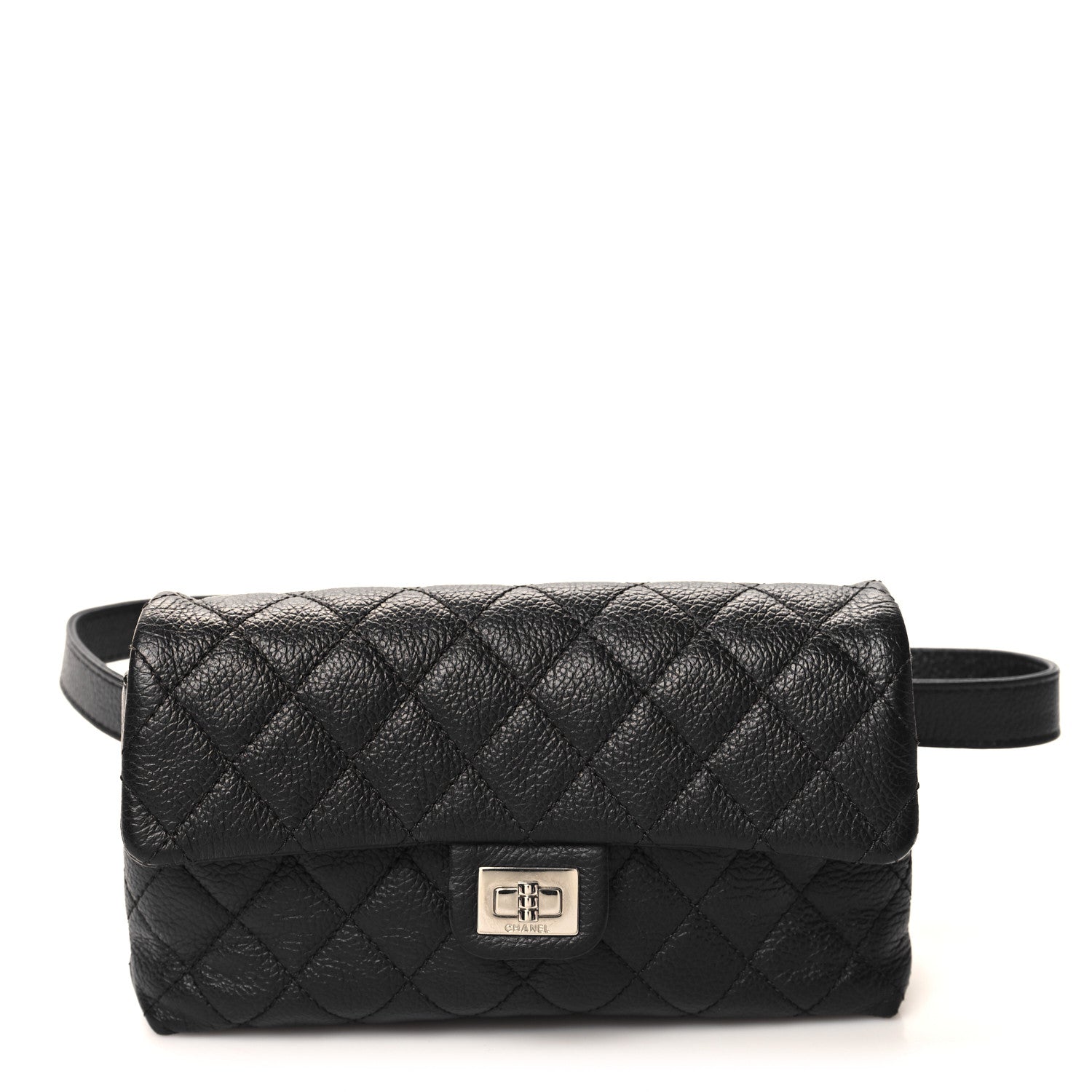 Chanel Grained Calfskin Quilted 2.55 Reissue Flap Belt Bag Clutch Black 1 of 10