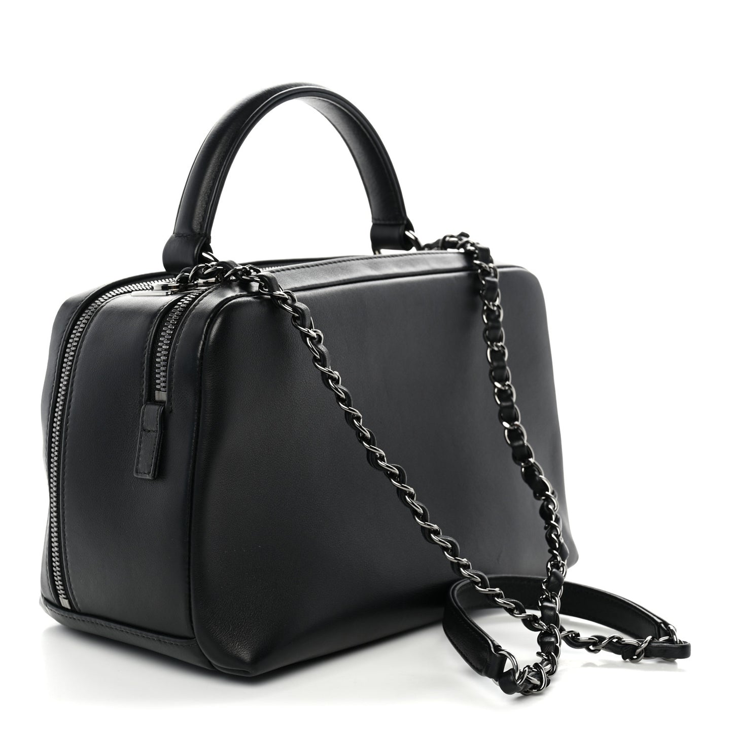 Calfskin Small Trendy CC Bowling Bag Black
