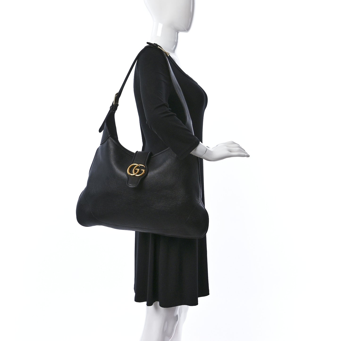 Goatskin Large Aphrodite Shoulder Bag Black