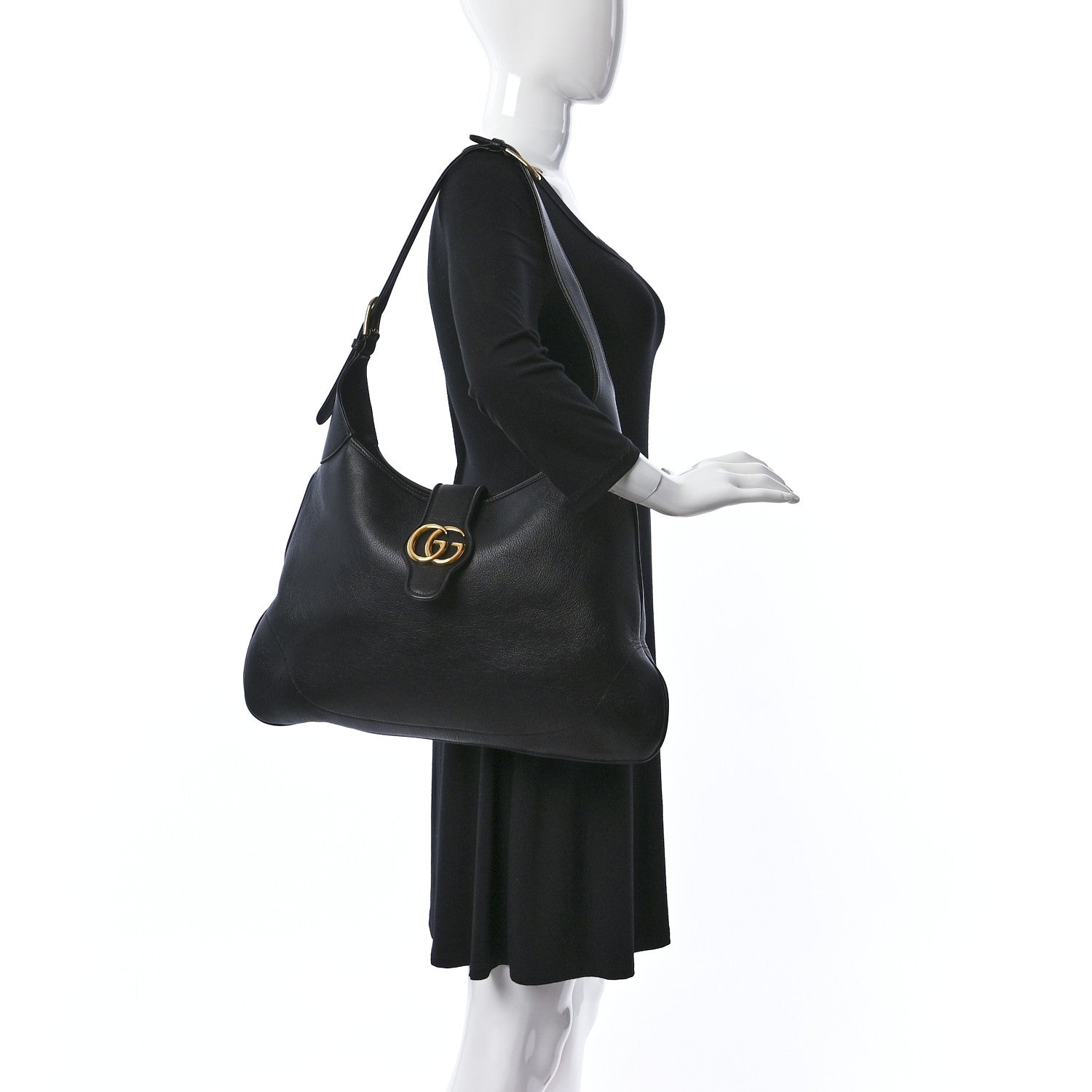 Gucci Goatskin Large Aphrodite Shoulder Bag Black 2 of 10