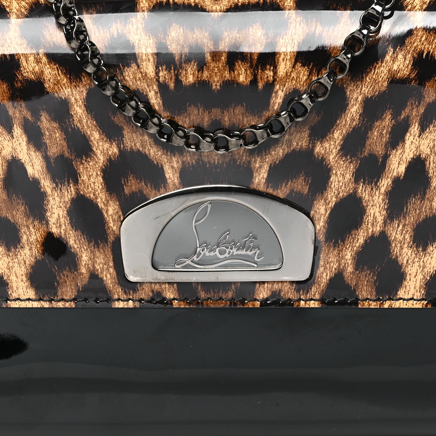 Patent Leopard Vero Dodat Clutch Black