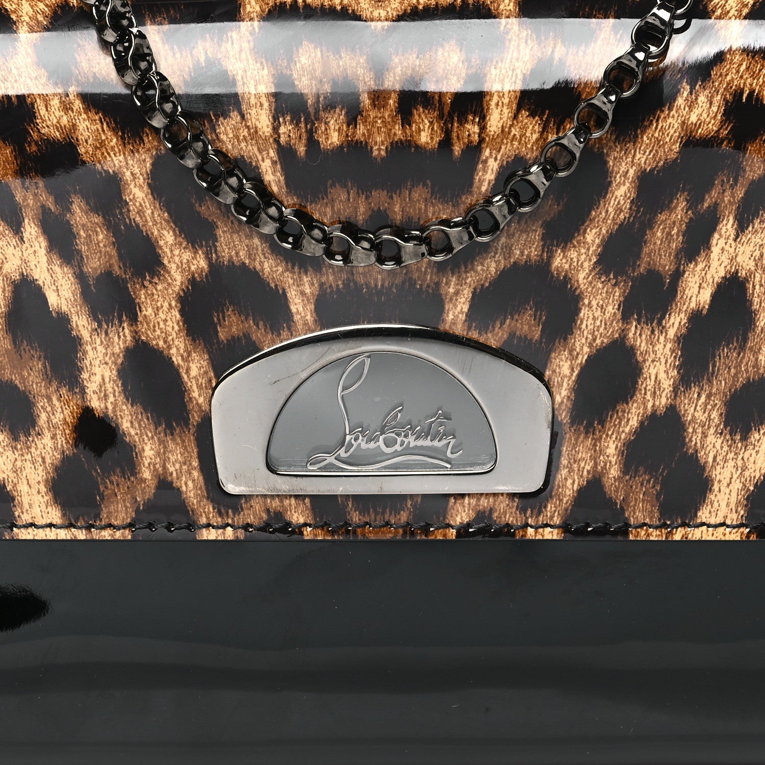 Christian Louboutin Patent Leopard Vero Dodat Clutch Black 7 of 9
