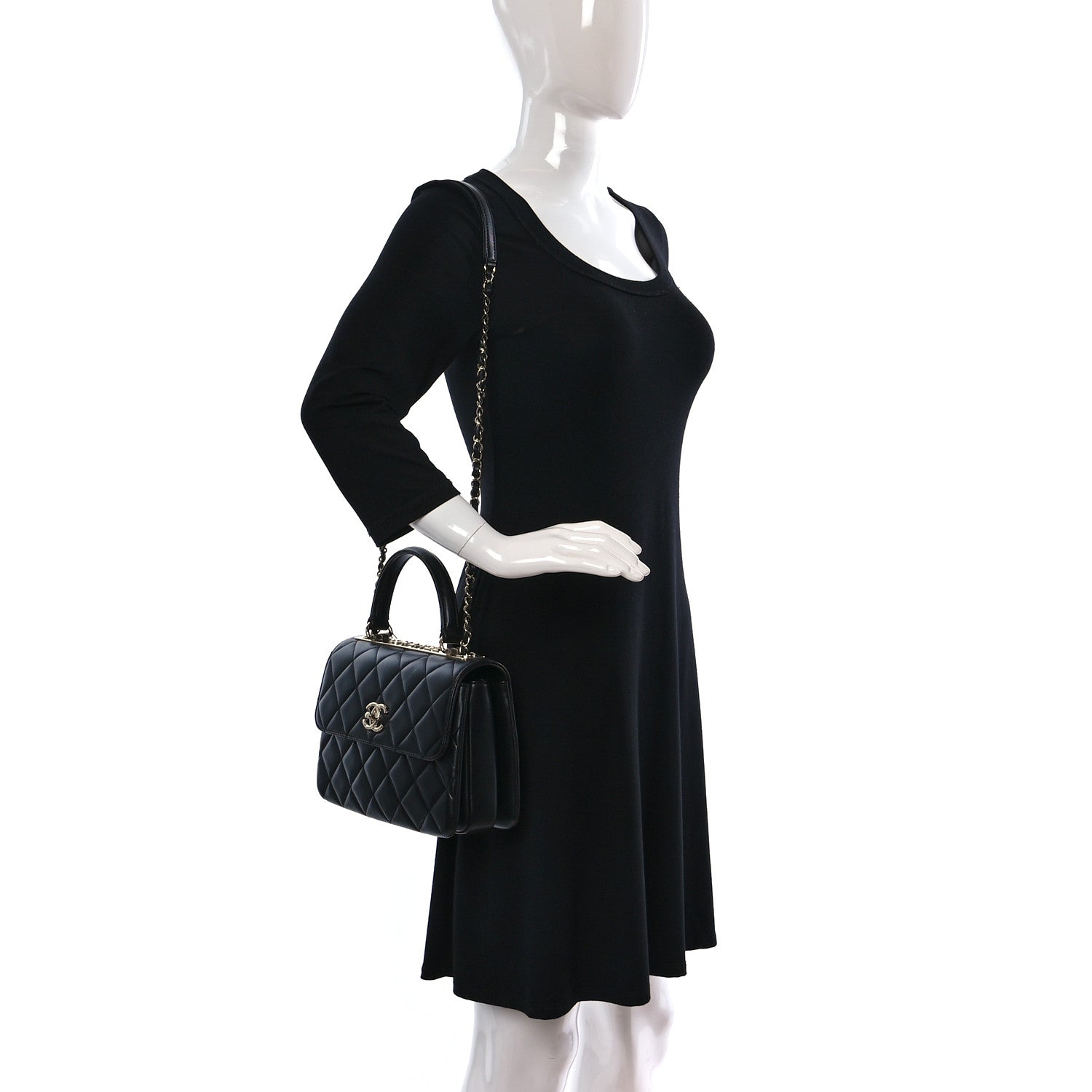 Chanel Lambskin Quilted Small Trendy CC Dual Handle Flap Bag Black 2 of 12