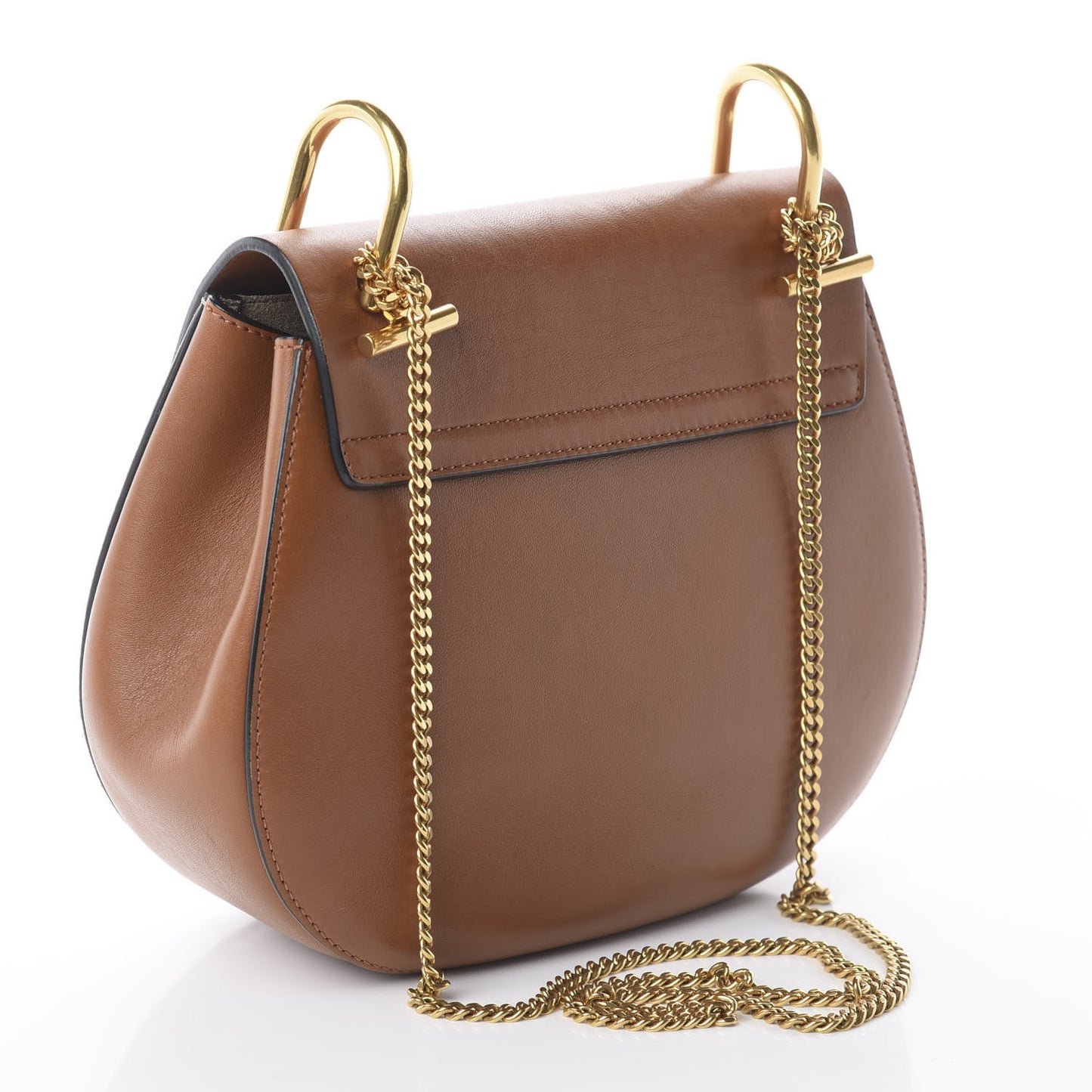 Smooth Calfskin Suede Striped Patchwork Drew Shoulder Bag Caramel