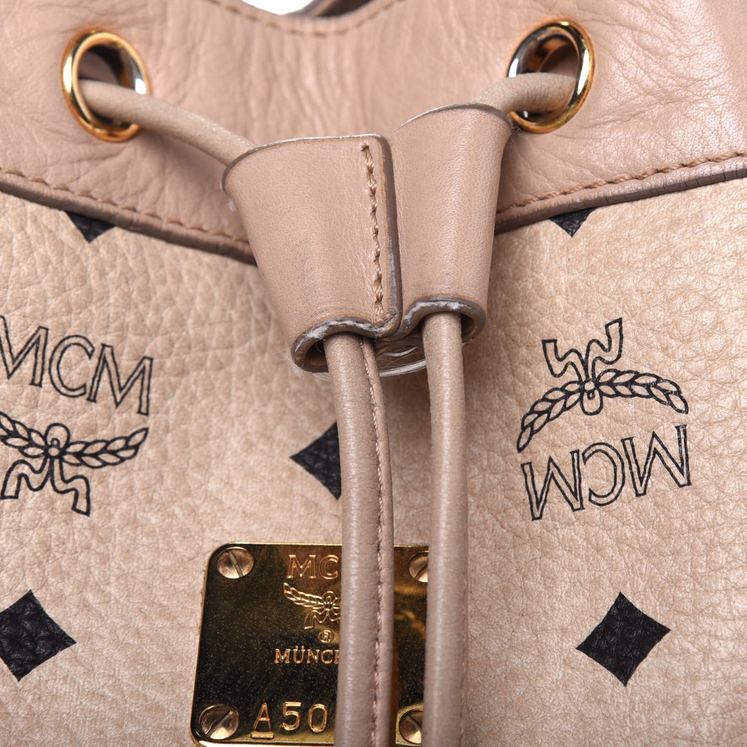 MCM Visetos Essential Drawstring Bucket Bag Beige 19 of 29