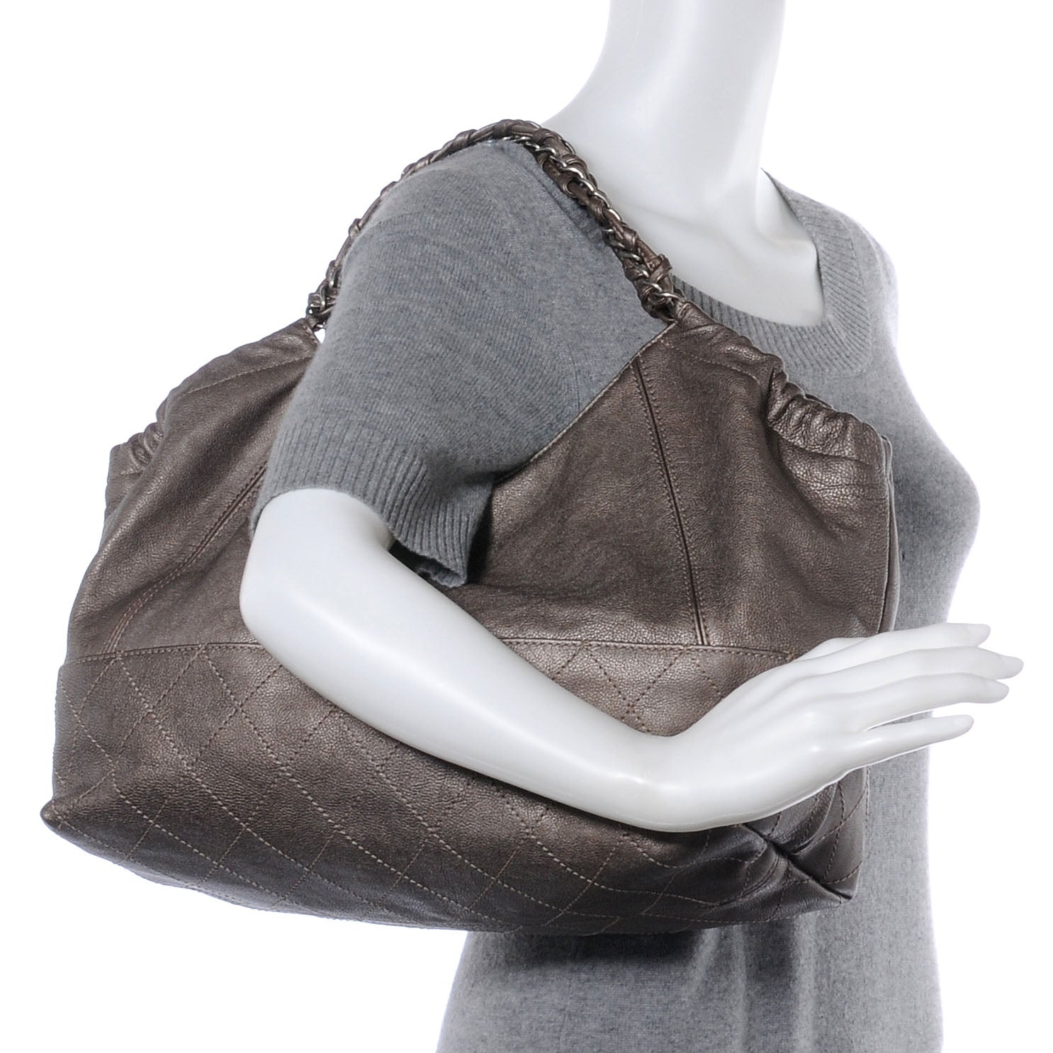 Chanel Calfskin Coco Cabas Pewter 2 of 9