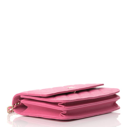 Chanel Caviar Quilted Square Wallet On Chain WOC Pink 4 of 11