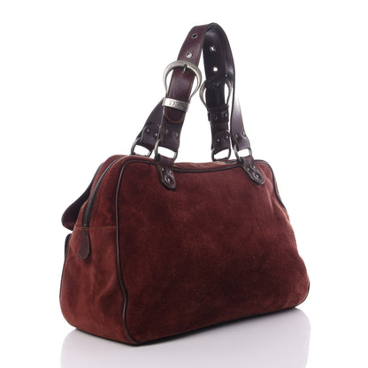 Christian Dior Suede Gaucho Double Saddle Bag Burgundy 2 of 8