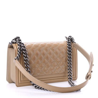 Chanel Patent Calfskin Enamel Quilted Medium Boy Flap Beige 4 of 12