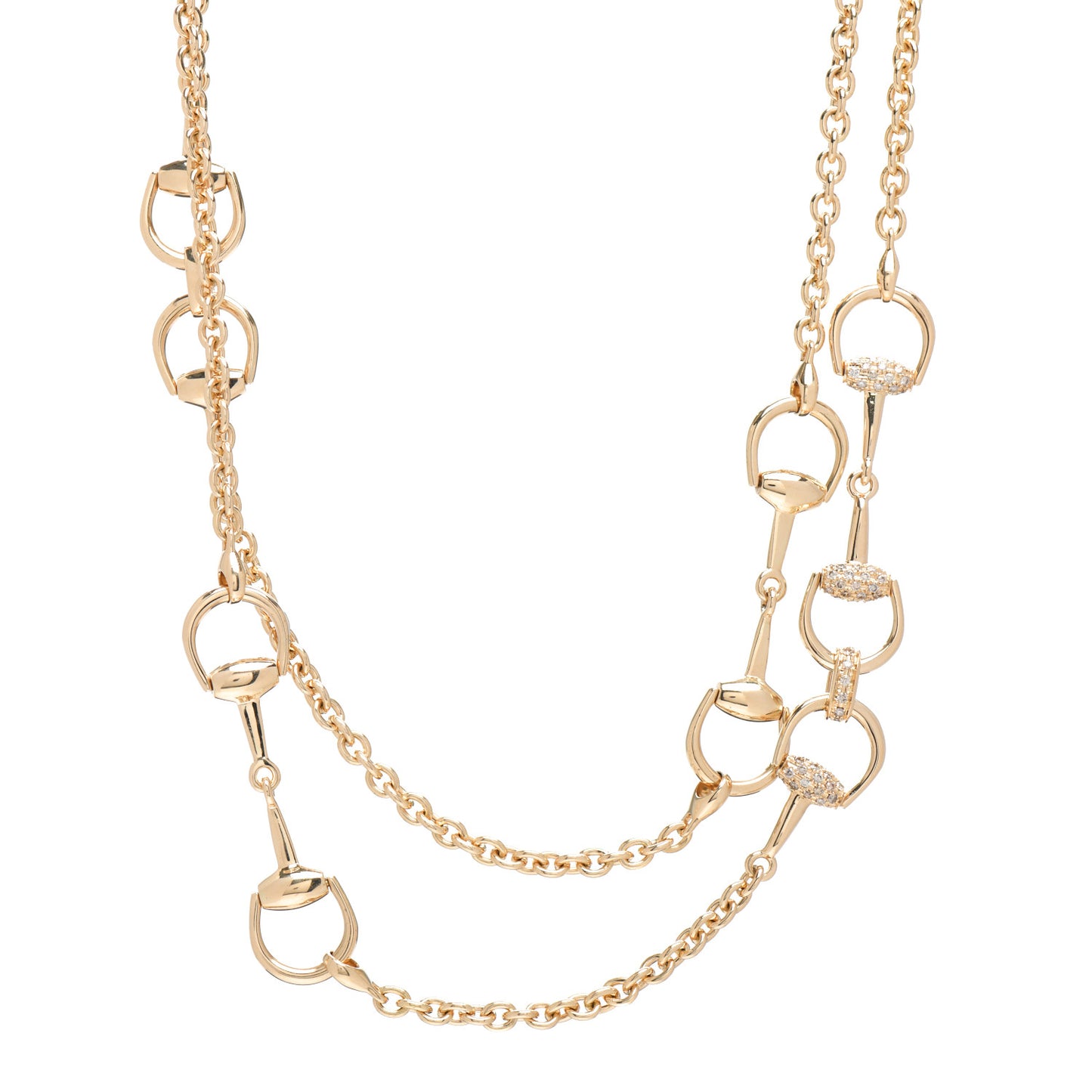 18K Yellow Gold Diamond Horsebit Link Necklace