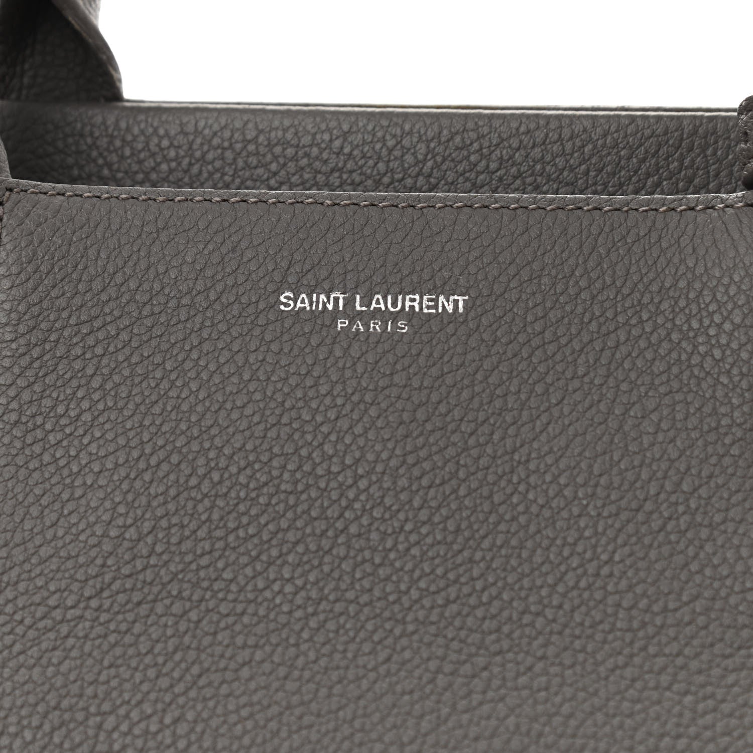 Saint Laurent Grained Calfskin Small Cabas Rive Gauche Fog 8 of 16