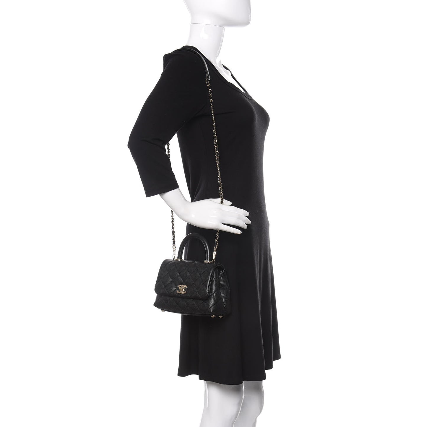 Caviar Quilted Extra Mini Coco Handle Flap Black